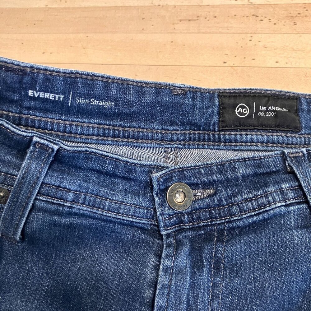 AG Mens Adriano Goldschmied CROP Everett Slim Straight Jeans 33x28 Blue AN EXC - Picture 5 of 12